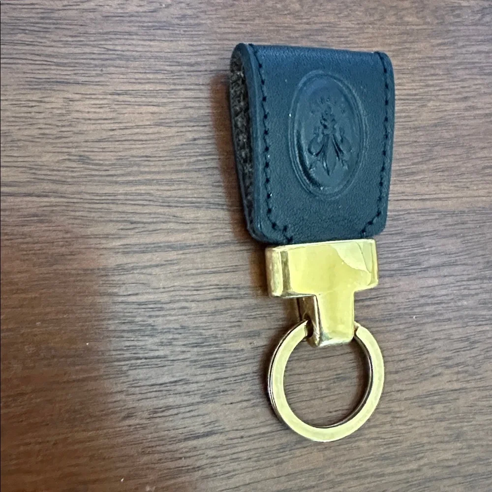 🔑 NEW Firenze Black and Gold Keychain leather Florence Italy Italian leather